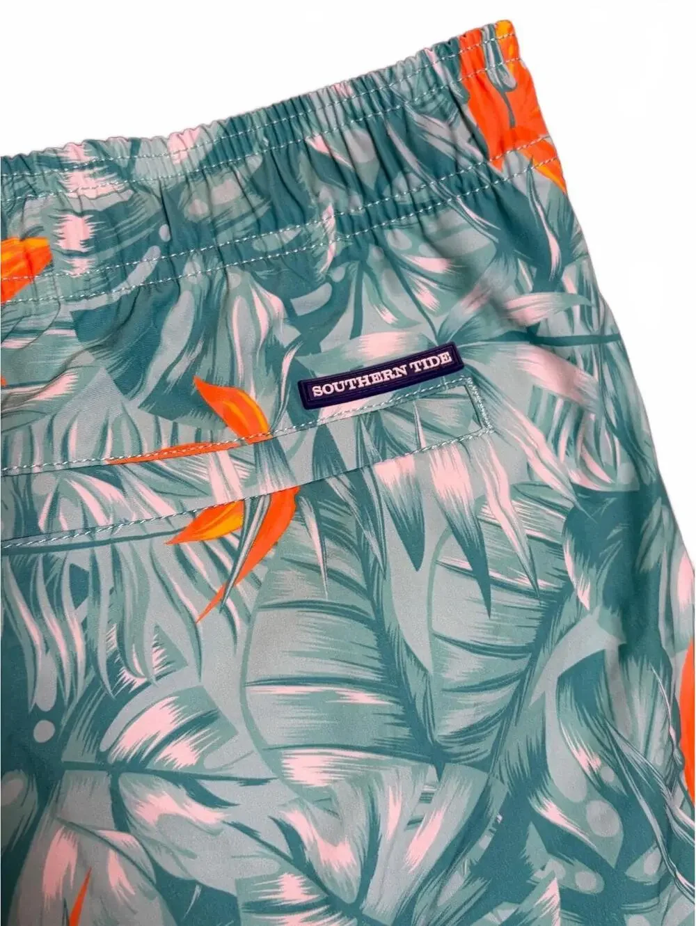 Southern Tide Swim Trunks Mens XXL Teal Tropical Bird of Paradise Floral